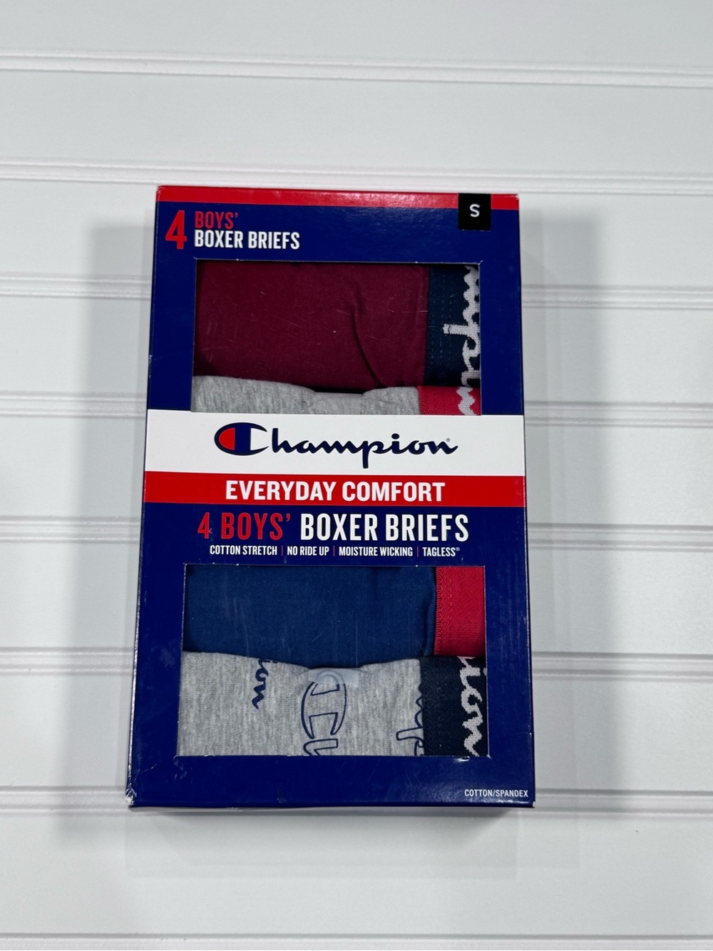 Champion Boys' 4-Pack Boxer Briefs – Maroon, Navy, Gray: Boys Large